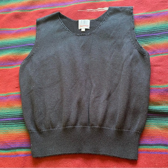 VTG Fia Italia Handloomed Knit Sweater tank Top! Rayon/Cotton. Large. - Picture 7 of 14